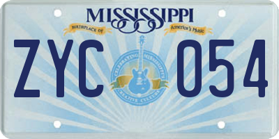 MS license plate ZYC054