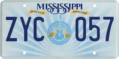 MS license plate ZYC057