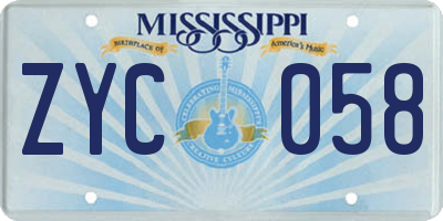 MS license plate ZYC058