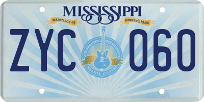MS license plate ZYC060