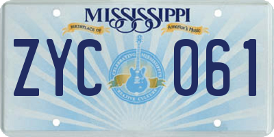 MS license plate ZYC061