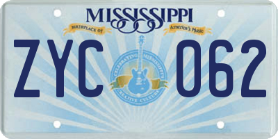 MS license plate ZYC062