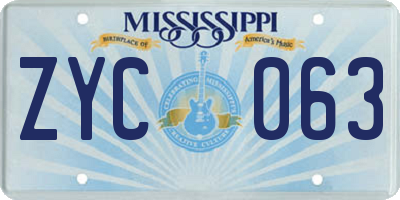 MS license plate ZYC063