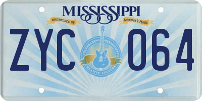 MS license plate ZYC064