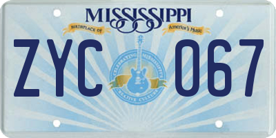 MS license plate ZYC067