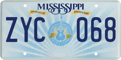 MS license plate ZYC068