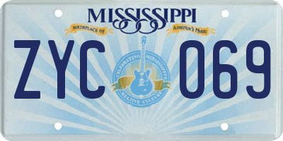 MS license plate ZYC069