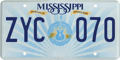 MS license plate ZYC070