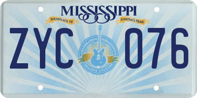 MS license plate ZYC076