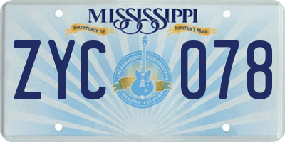 MS license plate ZYC078