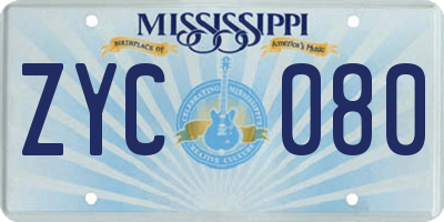 MS license plate ZYC080