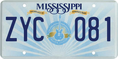MS license plate ZYC081