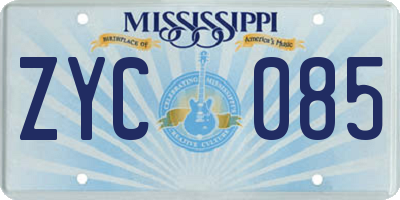 MS license plate ZYC085