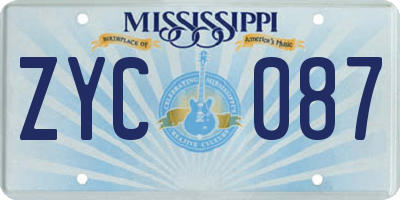 MS license plate ZYC087