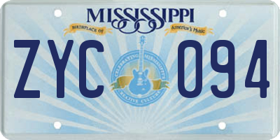 MS license plate ZYC094
