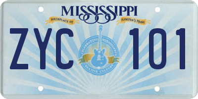 MS license plate ZYC101