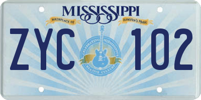 MS license plate ZYC102