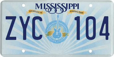 MS license plate ZYC104