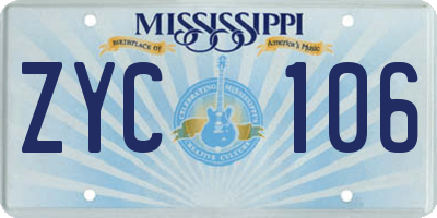 MS license plate ZYC106