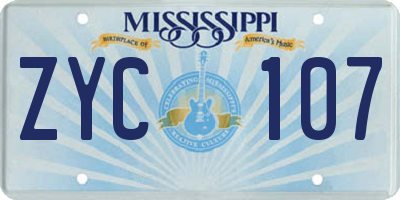 MS license plate ZYC107