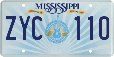 MS license plate ZYC110