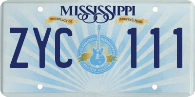 MS license plate ZYC111