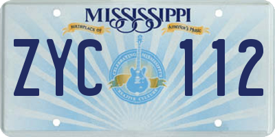 MS license plate ZYC112