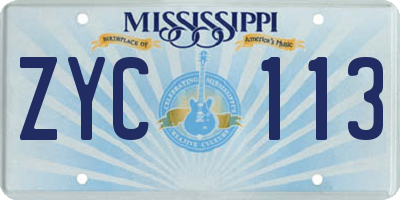 MS license plate ZYC113
