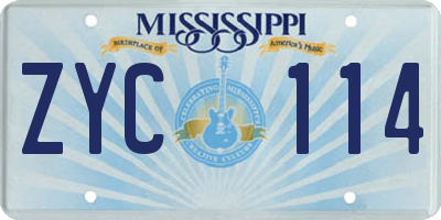 MS license plate ZYC114