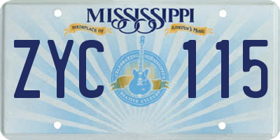 MS license plate ZYC115