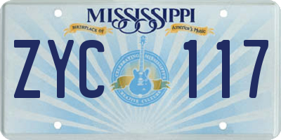 MS license plate ZYC117