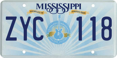 MS license plate ZYC118