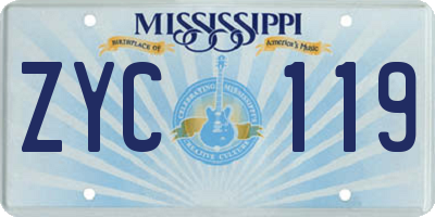 MS license plate ZYC119