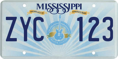 MS license plate ZYC123