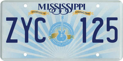 MS license plate ZYC125