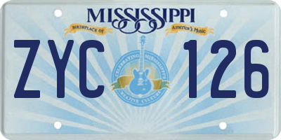 MS license plate ZYC126