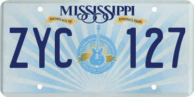 MS license plate ZYC127