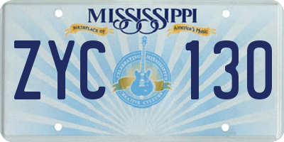 MS license plate ZYC130