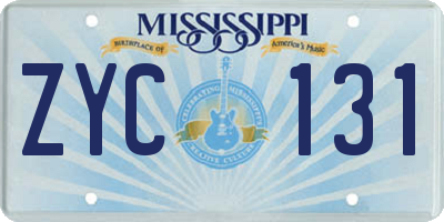 MS license plate ZYC131