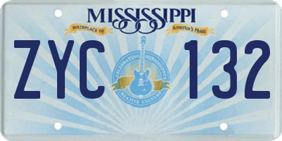 MS license plate ZYC132