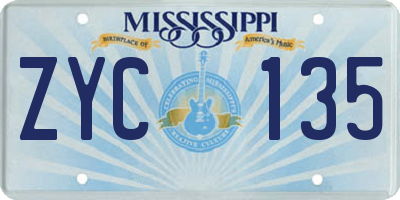 MS license plate ZYC135