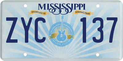 MS license plate ZYC137