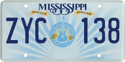 MS license plate ZYC138