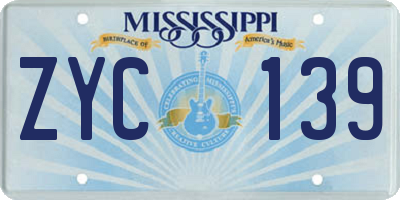 MS license plate ZYC139