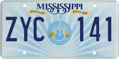 MS license plate ZYC141