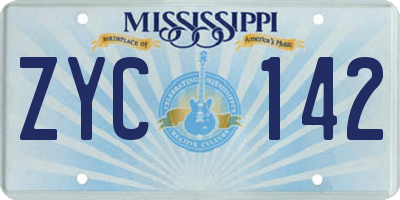 MS license plate ZYC142