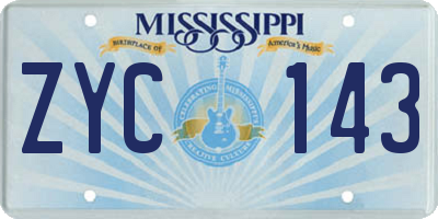 MS license plate ZYC143