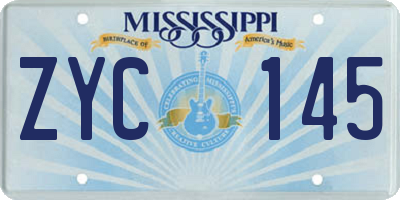 MS license plate ZYC145