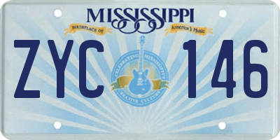 MS license plate ZYC146