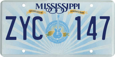 MS license plate ZYC147